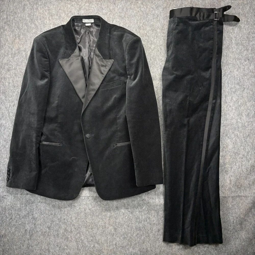 NOAK Velvet Tuxedo Men's 44 Pants 36 x 30 Black ASOS Peak‎ Lapel